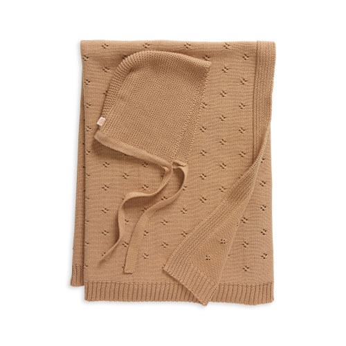 Pink Lemonade Trefle Organic Cotton Blanket & Hat Set, Cuban Sand