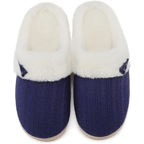 Women's Fuzzy House Slippers Memory Foam Cute Ladies Home Shoes