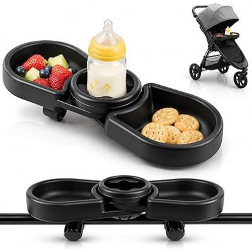 Snack Tray Compatible with Baby Jogger City Mini GT2 – 3-in-1 Stroller Snack Tray Attachment with Deep Cup Holders, Easy Installation, Fits Inward-Curved Handlebars - Ideal Gift for Parents