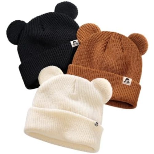 FURTALK Baby Beanie with Bear Ear Warm Knit Winter Hat for Infant Toddlers