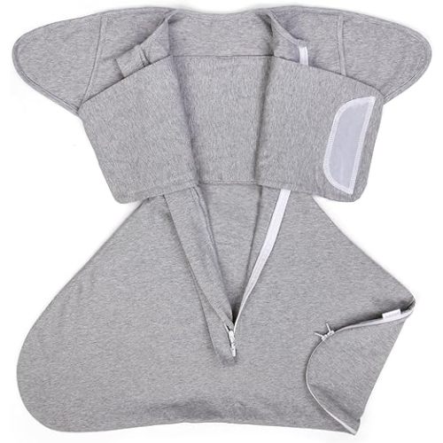 Sleep Sack Baby, Transition Swaddle Sack for Newborn, Swaddle Blanket Bottom with 2-Way Zipper, Easy to Change Diapers,Prevents Startles, 3-6 Months TOG 1.0 Gray,Medium