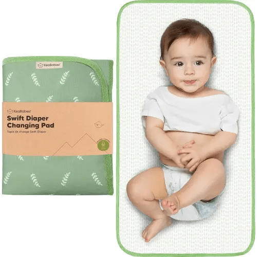KeaBabies Portable Diaper Changing Pad, Easy Wipe Clean - Foldable Waterproof Baby Changing Mat for Diaper Bag, Compact, Lightweight, 25x13 Newborn, Infant, Baby Changer Travel Essential (Acacia)