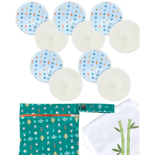 Nursing Pads - Breast Pads for Leaking Milk - Reusable & Washable Breastfeeding Pads - Stay Dry Longer - Almohadillas y Protectores de Lactancia - Viscose derived from Bamboo - 10 Pads