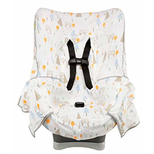 Niko Easy-Wash Children's Car Seat Cover & Liner - 100% Cotton Jersey - Owl Cream/Multi - Fits Most Toddler Car Seats - Universal Fit - Waterproof SEAT Bottom - Machine Wash and Dry