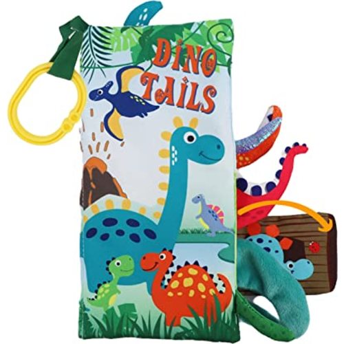 Dinosaur Baby Books 0-6 Months,Crinkle Cloth Books for Babies,Infant Tummy Time Toy Touch and Feel Toys 0-3-6-12-18 Months, Toddlers, Interactive Sensory Toys, Shower Baby Gifts for Boys Girls