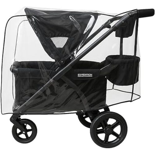 SASHA'S Rain and Wind Cover for Baby Trend Expedition Stroller Wagon/Wagon Plus, Clear Design, Maximum Coverage (Stroller not Included) Made in USA