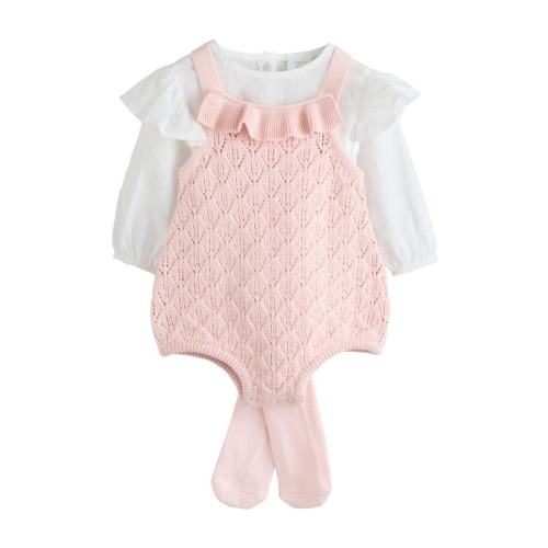 Kids' 3-Piece Knitted Romper, Bodysuit & Tights Set