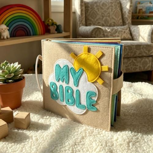 Handmade Felt Bible Quiet Book, Interactive Christian Storybook, First birthday present