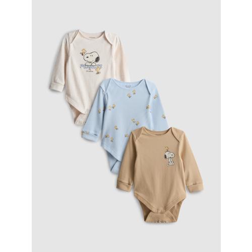0-18mths | 3pk Peanuts Snoopy Long Sleeve Bodysuits