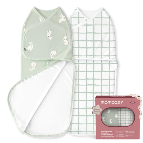 Momcozy Swaddles for Newborns, Quiet Fastener Swaddle for Infant 0-3 Months | New-Parent-Friendly Sleep Sack, Reduce Startle Reflex, Newborn Boys Girls Registry Essentials, 2-Pack, Merry