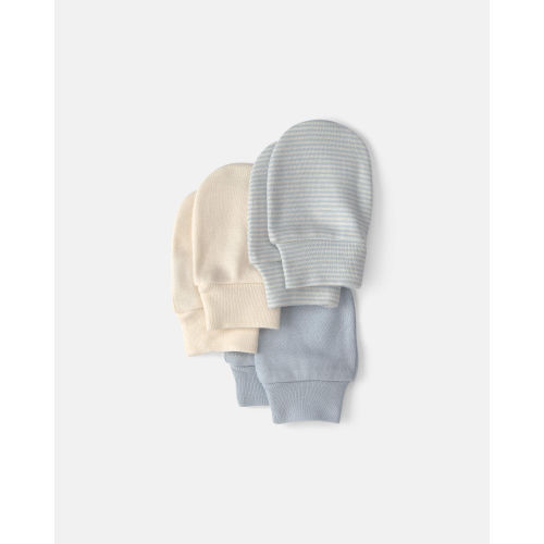Baby 3-Pack Mitts - Blue/Ivory