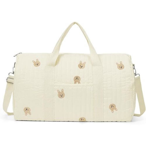 Quilted Duffle Bag for Women Floral Duffel Bags for Travel Cute Weekender Bags Baby Hospital Bag