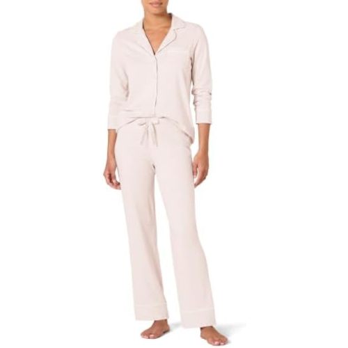Amazon Essentials Women's Long Sleeve Cotton Modal Pajama Set, Loungewear with Full-Length Bottom