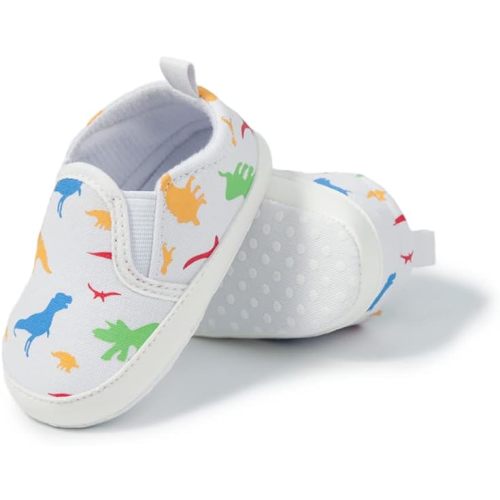 Meckior Infant Baby Girls Boys Canvas Shoes Soft Sole Toddler Slip On Newborn Crib Moccasins Casual Sneaker Austin Boy's Flat Lazy Loafers First Walkers Skate Shoe