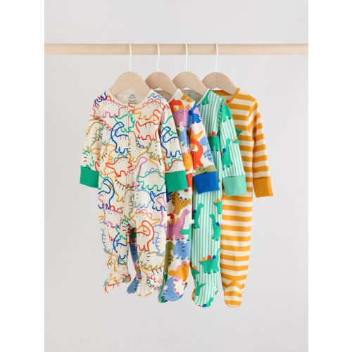 Bright Baby Two Way Zip Sleepsuits 4 Pack (0mths-2yrs)