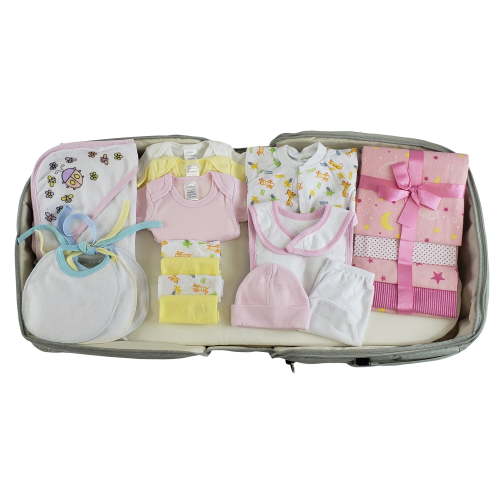 Bambini Baby Girls 20pc Baby Clothing Starter Set with Diaper Bag, Foldable Changing Table