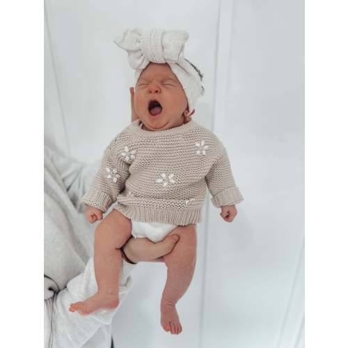 KNIT OVERSIZED BOW - BONE