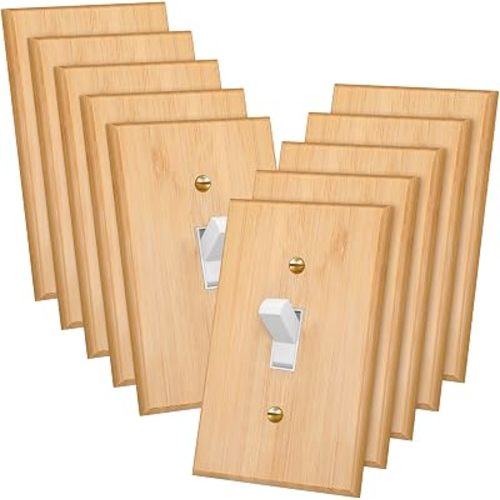 10 Pcs Wood Light Switch Outlet Covers,Light Oak,Single Toggle