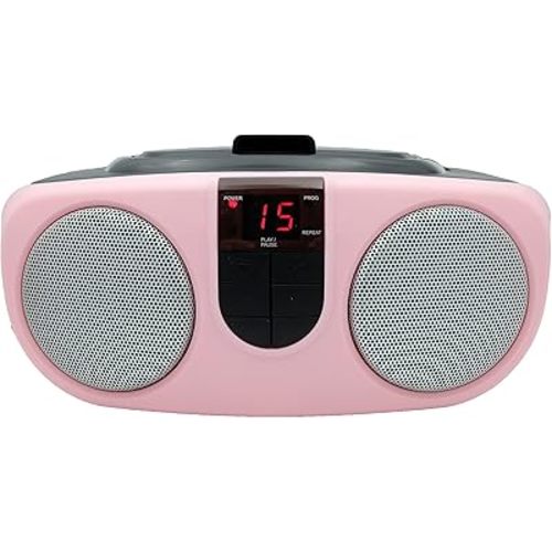 PROSCAN SRCD243 Portable CD Player with AM/FM Radio, Boombox (Pink)
