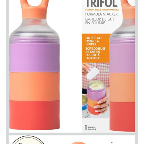 Boon Triful Baby Formula Dispenser On The Go - Insulated Stainless Steel Formula Containers with Stacking Design - Baby Bottle-Feeding Supplies for Travel - Pink