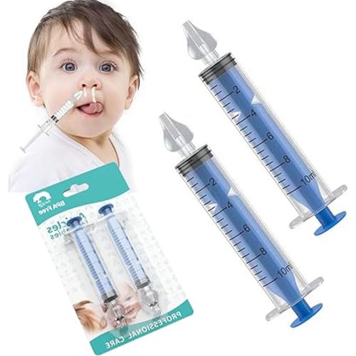 Silicone Baby Nasal Aspirator,Syringe Nasal Irrigator,10ml Nasal Irrigator Portable Infant Nose Cleaner Nose Aspirator with Cleanable (Blue)