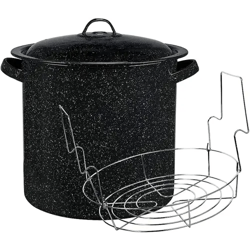 Granite Ware Enamel on Steel 15.5-Quart Water Bath Canner with lid & Jar Rack, Multiuse Pot, Resistant & Easy to Clean