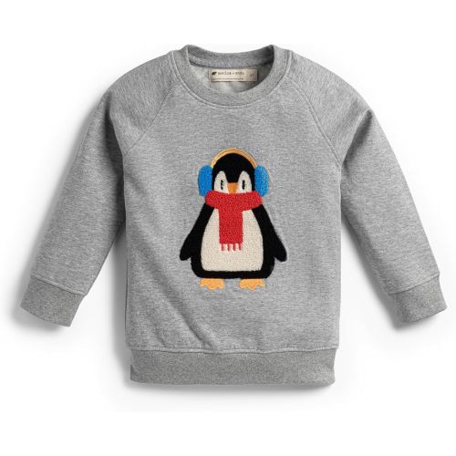 monica + andy Embroidered Crewneck Sweatshirt, 100% Organic Clothes for Girls & Boys, Sizes For Kids, Toddler & Baby