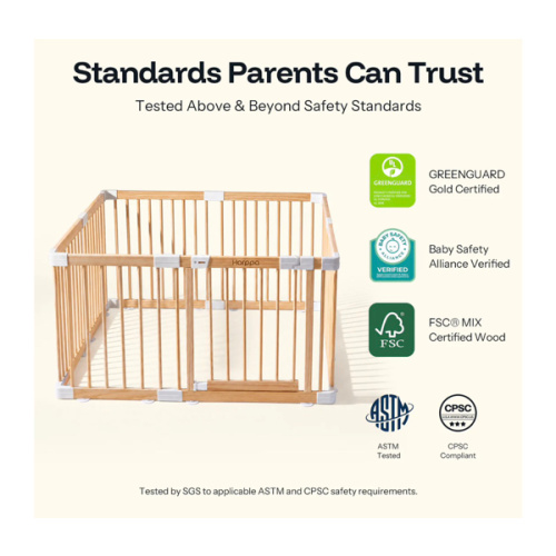 Wooden Baby Gate Playpen – Natural Finish Baby Fence for Small & Large Spaces