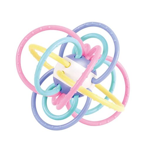 WEofferwhatYOUwant Baby Sensory Teether Ball Soft Rattle Rings for Teething Relief Chewing Grasping BPA Free Newborn Infant Toy 0-6 Months Montessori Soothing Portable Developmental Toy