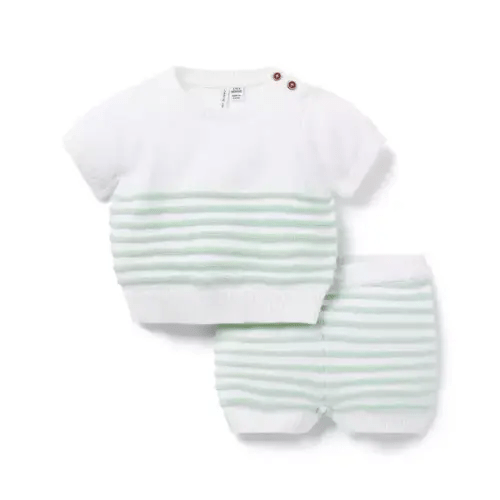 Baby Textured Striped Matching Set - 6-12 Months