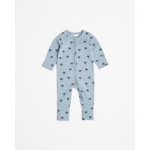 Baby Organic Cotton Footless Coverall - Blue Teal Palm Trees