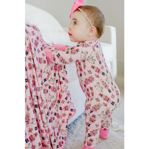 Bamboo Convertible Zipper Romper in Toy Soldier Pink | Caden Lane