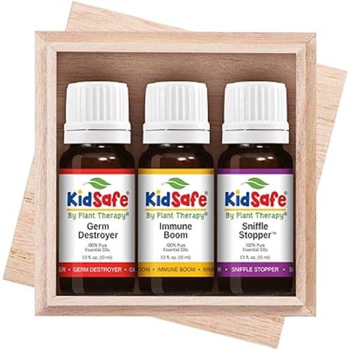 Plant Therapy KidSafe Feelin' Good Essential Oil Blend Set, Includes: Germ Destroyer, Immune Boom, Sniffle Stopper 100% Pure, Undiluted, Natural Aromatherapy 10 mL (1/3 oz)