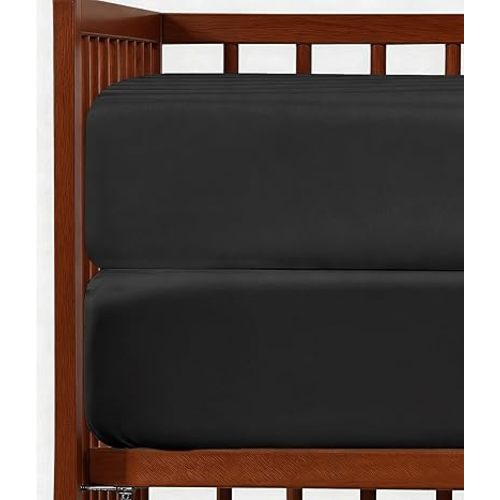 2-Pack Mini Crib Sheets Fitted - Pack N Play Sheets - 38 x 24in, Black Duo