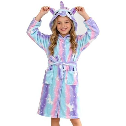 Doctor Unicorn Soft Unicorn Hooded Bathrobe Sleepwear - Unicorn Gifts for Girls