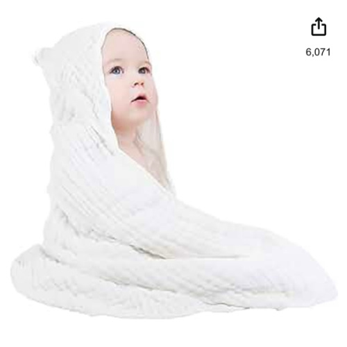 Yoofoss Hooded Baby Towels for Newborn 100% Muslin Cotton Baby Bath Towel with Hood for Babies, Infant, Toddler and Kids, Large 32x32Inch, Soft and Absorbent Newborn Essential