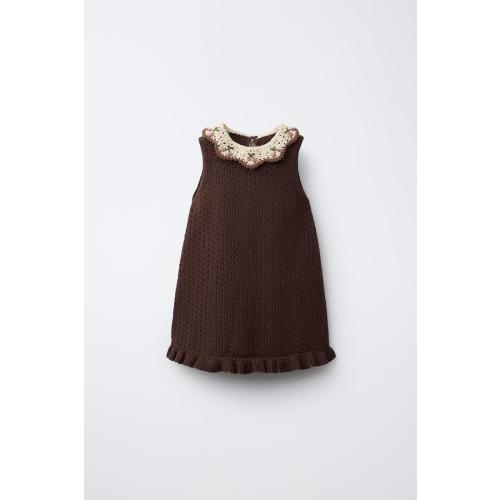CROCHET DETAIL KNIT DRESS - Chocolate | ZARA United States