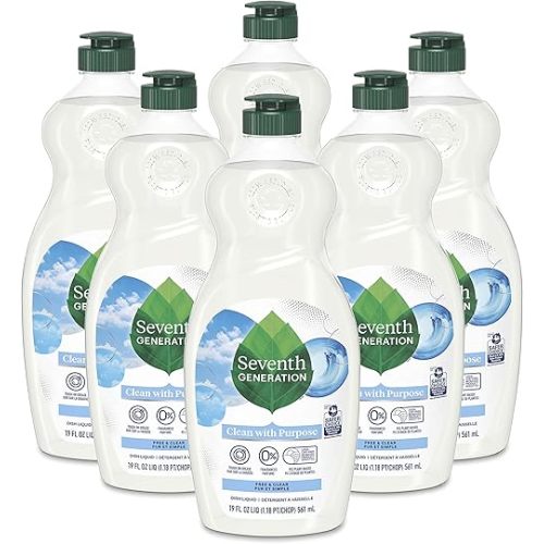 Seventh Generation Dish Liquid Soap Free & Clear liquid soap Pack of 6 Dishwashing Soap Dish Soap for sensitive skin 19 oz