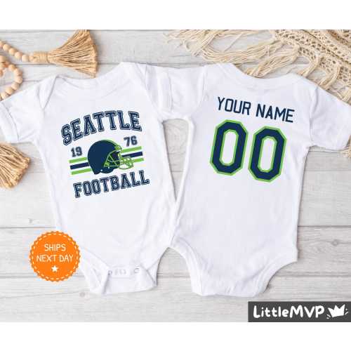 Seattle Football Onesie® - Personalized Football Bodysuit - Cute Football Onesie® - Seattle Baby Shower