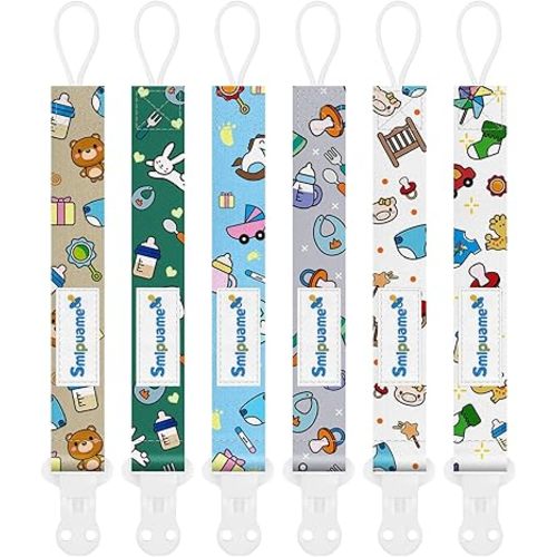 Baby Pacifier Clip for Boys Girl,6 Pack Stylish Binky Clips Strap,Paci Holder with Clips Universal Lightweight Fits Most Pacifiers Teeher Toy Teething Ring Soothie,Baby Gifts(Baby)