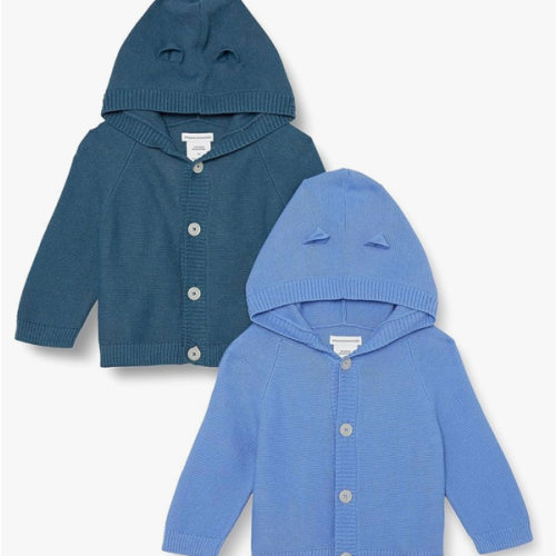 Amazon Essentials Unisex Babies' Long Sleeve Hooded Sweater, Pack of 2