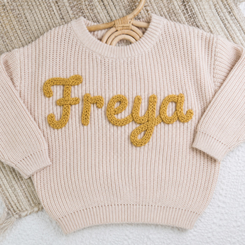 Hand Embroidered Baby Name Sweater | Luxury Baby Girl Gifts | Boho Baby Girl Gift Box | Personalized Baby Sweater | Toddler Name Sweater - Etsy