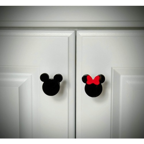 Mickey Mouse Drawer Knobs for Nursery or Kitchen - 3D Printed Disney Cabinet Pulls - Custom Colors Disney Home Decor