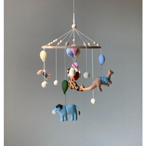 Vintage Winnie mobile, Baby mobile girl, cot boy mobile, Winnie Nursery, hanging teddy bear mobile, baby shower, new mom gift, winnie decor.
