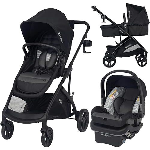 Baby Trend Passport Switch 6-in-1 Modular Travel System, Black Yarn