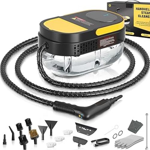 Steam Cleaner, 3-Level Adjustable Handle, 15s Heat-Up, 1.69 Quarts Tank, Portable Steamer for Cleaning with 15 pcs Accessories, Steam Cleaner for Home for Dirt, Grease, Grout, Tile,Floor, Car