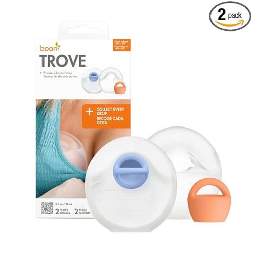 Boon Trove Silicone Manual Breast Pump - Discreet Milk Collector - 2 Count