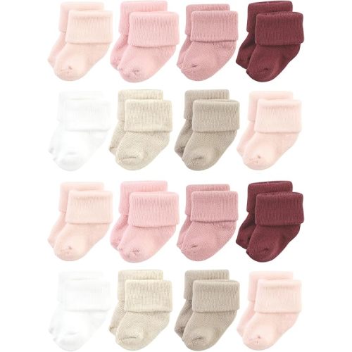 Hudson Baby Unisex Baby Cotton Rich Baby Terry Socks 16-Pack, Solid Pink Neutral, 0-6 Months