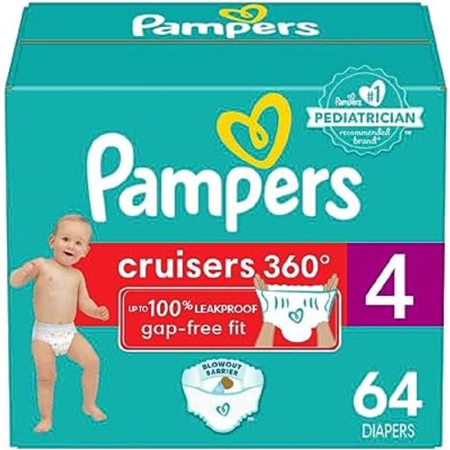 Pampers Diapers - Cruisers 360 - Size 4, 64 Count, Babyproof up to 100% Leakproof Pull-On Diaper