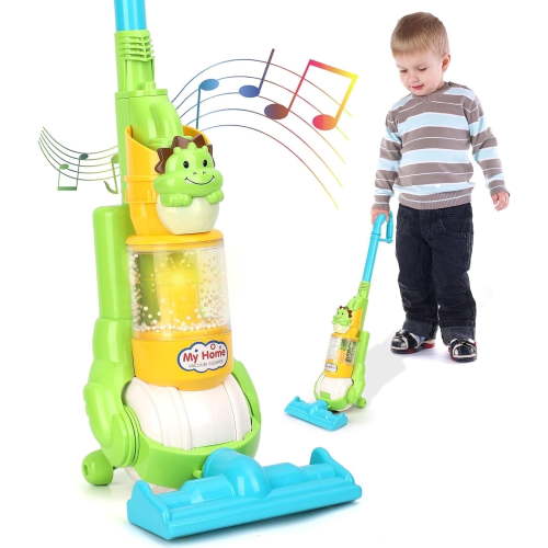 Adofi Pretend Kids Vacuum Cleaner Toy for Toddler with Light & Realistic Sounds, Toy Vacuum House Keeping Cleaning Play Set, Toys for Kids Toddlers 4 5 6 7, Green